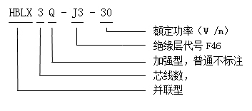 HBLX3QJ3-30單相并聯(lián)恒功率電伴熱帶型號說明